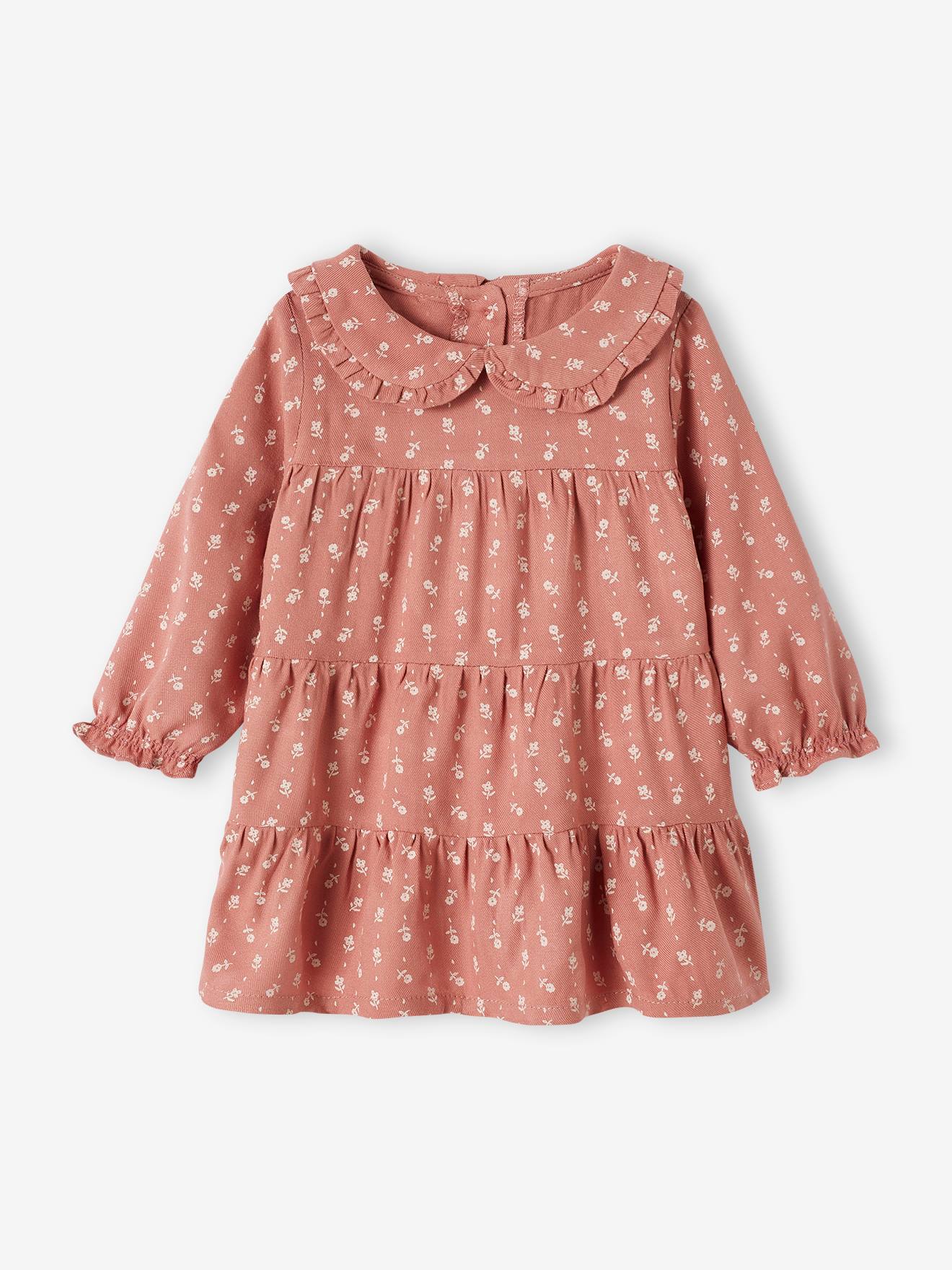 Robe fluide bébé à volant vieux rose