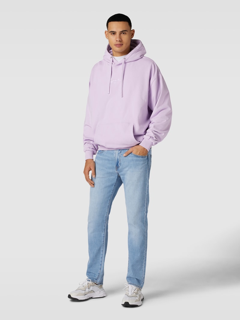 Hoodie mit rückseitigem Label- und Motiv-Print in flieder