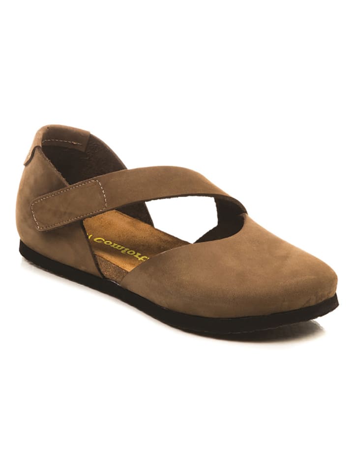 Comfortfusse Leder-Ballerinas in Sand günstig kaufen