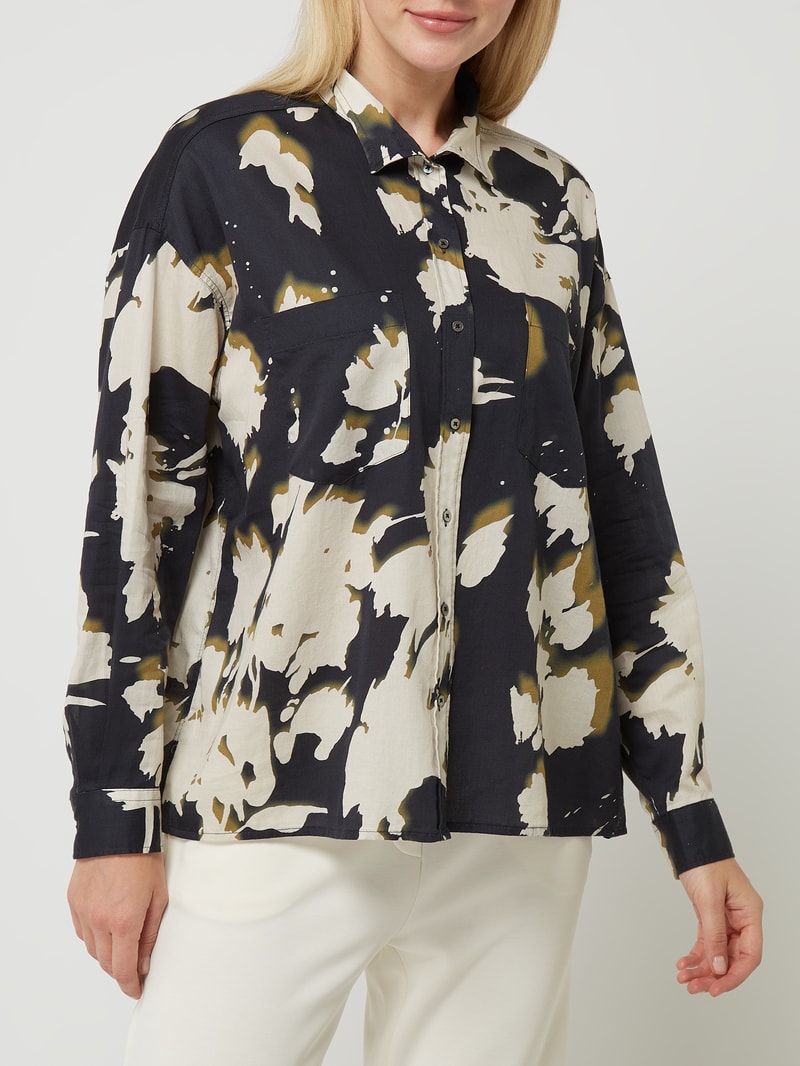 Oversized Bluse aus Baumwolle in marineblau
