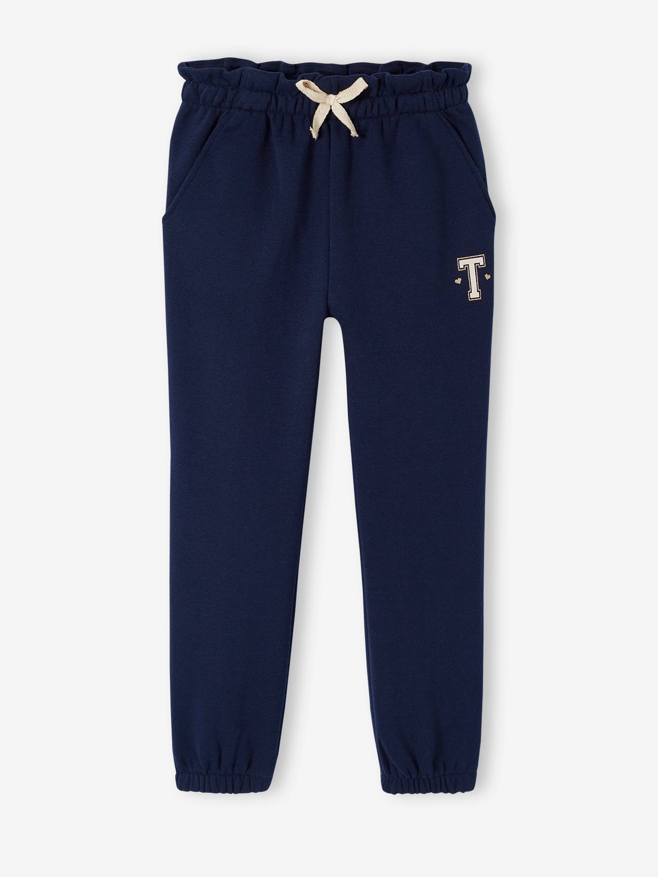 Pantalon jogging en molleton fille ceinture paperbag vert