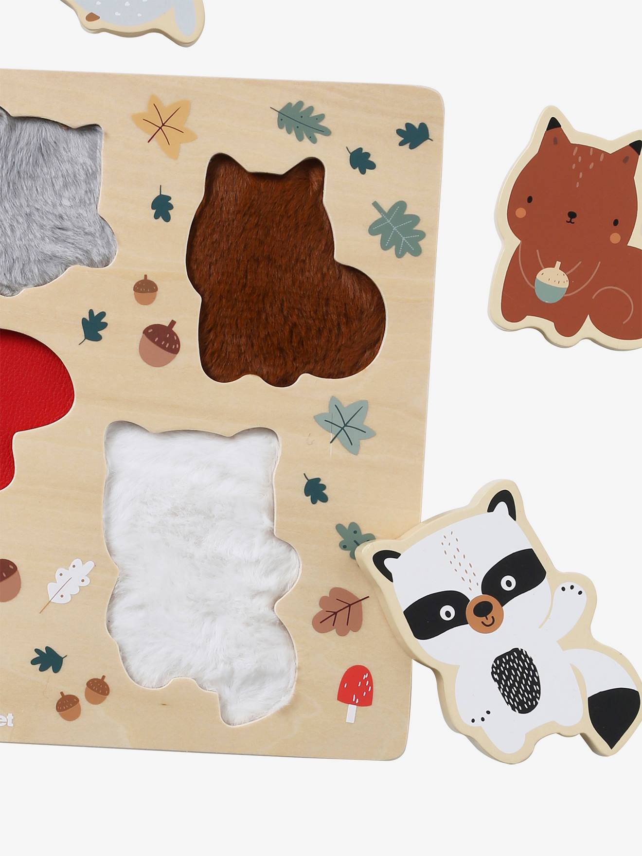Puzzle chunky tactile en bois FSC® forêt