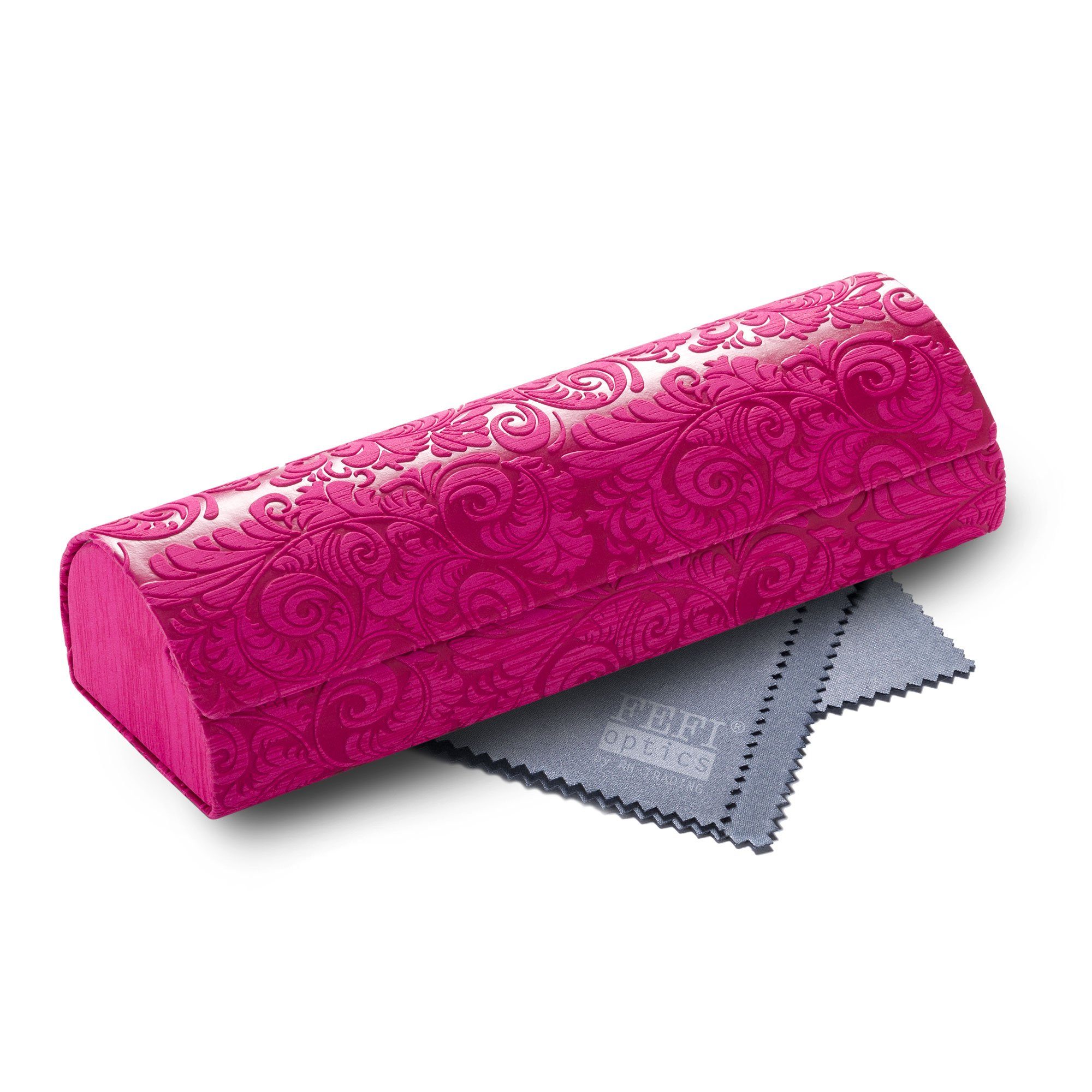 FEFI Brillenetui in floraler Relief-Optik - Hardcase, Set aus 1 Etui + hochwertigem Mikrofasertuch