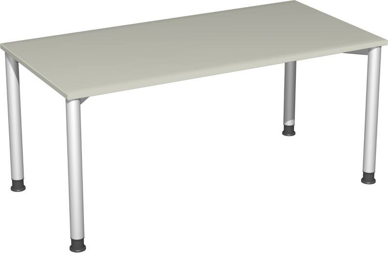 4 Fuß Flex Schreibtisch höhenverstellbar, 1600x800x680-800, Lichtgrau/Silber
