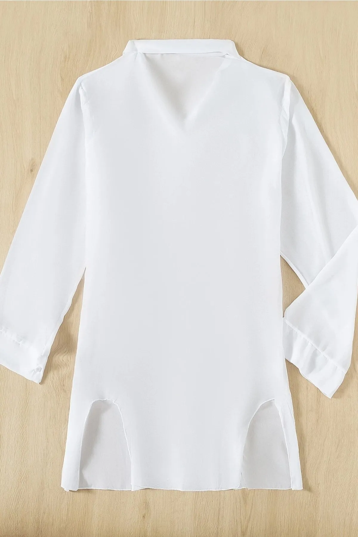 Angelsin  Chiffon-Hemd, Strandkleid, Pareo, Kimono, Kaftan, Weiß