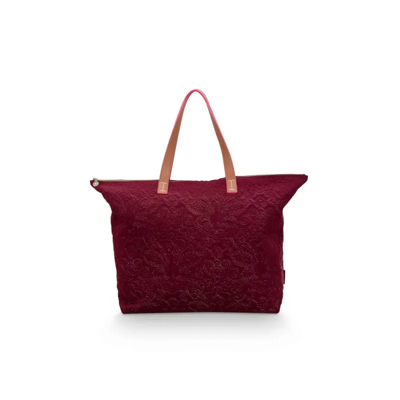 Pip Studio Tote Bag Velvet Quiltey Days - Red