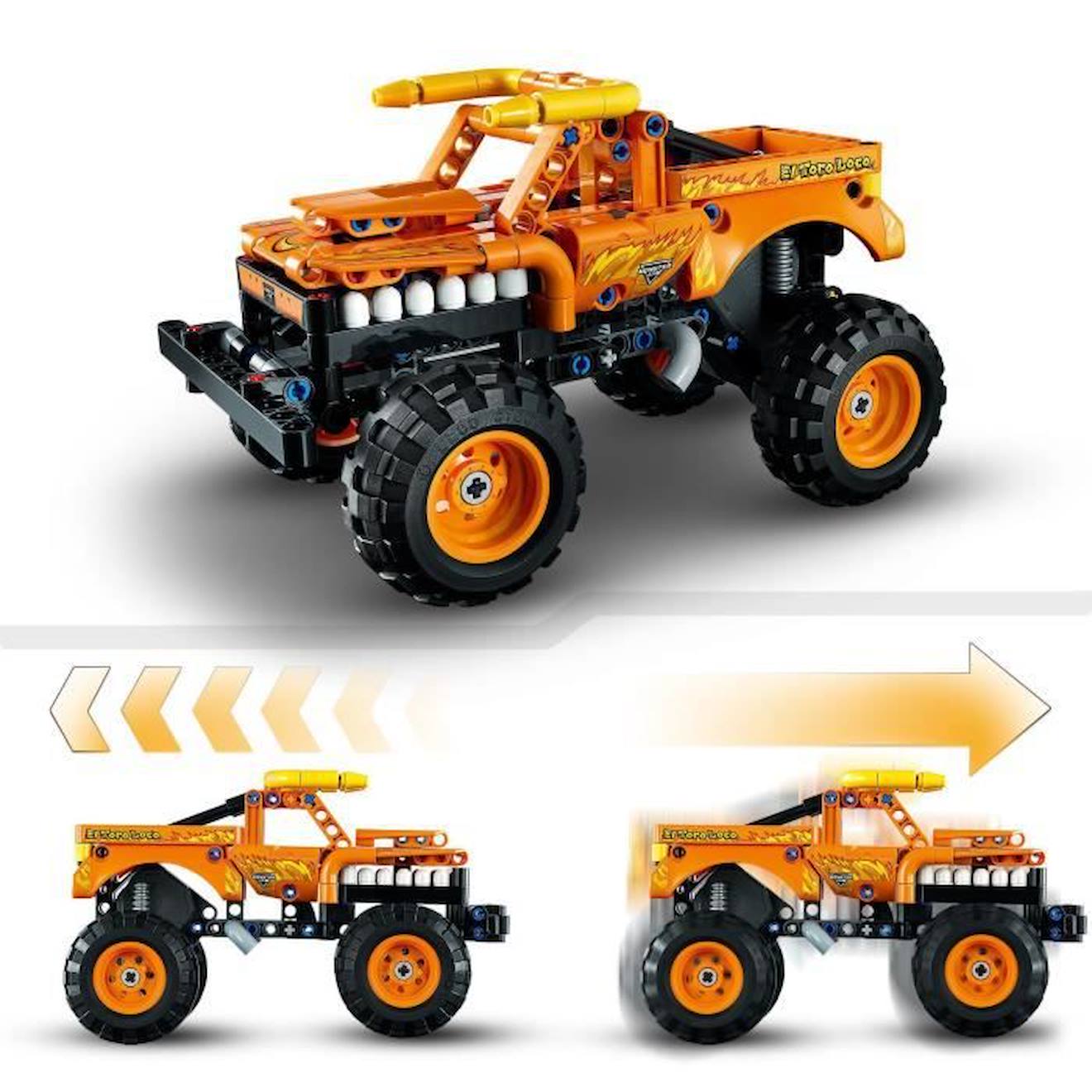 LEGO® 42135 Technic Monter Jam El Toro Loco Voiture Jouet pour Enfants dès 7 Ans 2 en 1 Truck et Véhicule Tout-Terrain orange