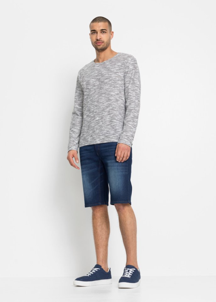 Stretch-Jeans-Bermuda mit verstärktem Schritt, Regular Fit