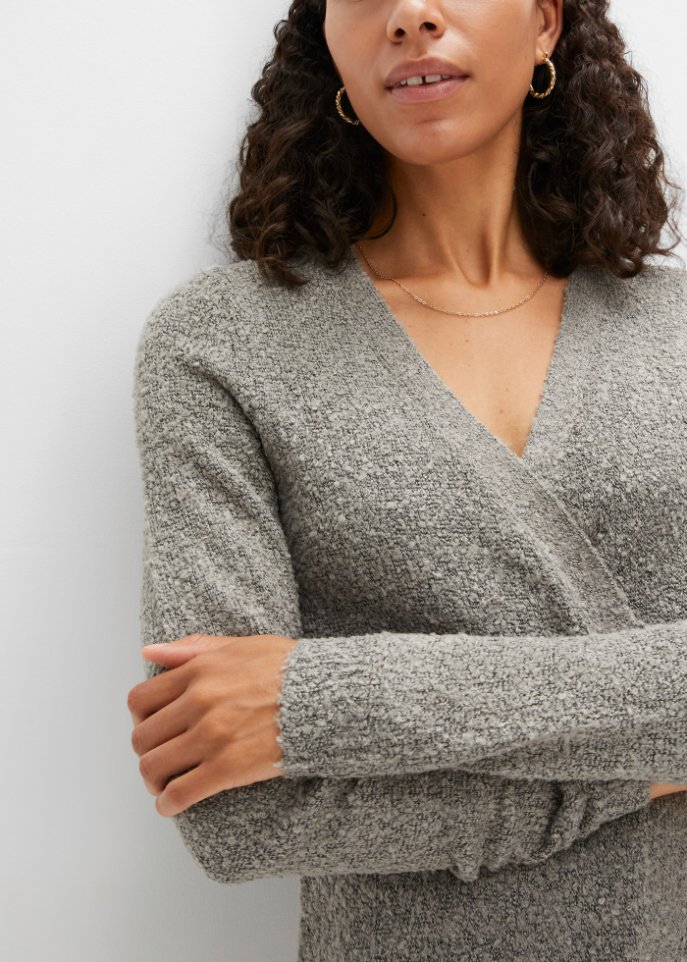 Boucle-Longstrickjacke