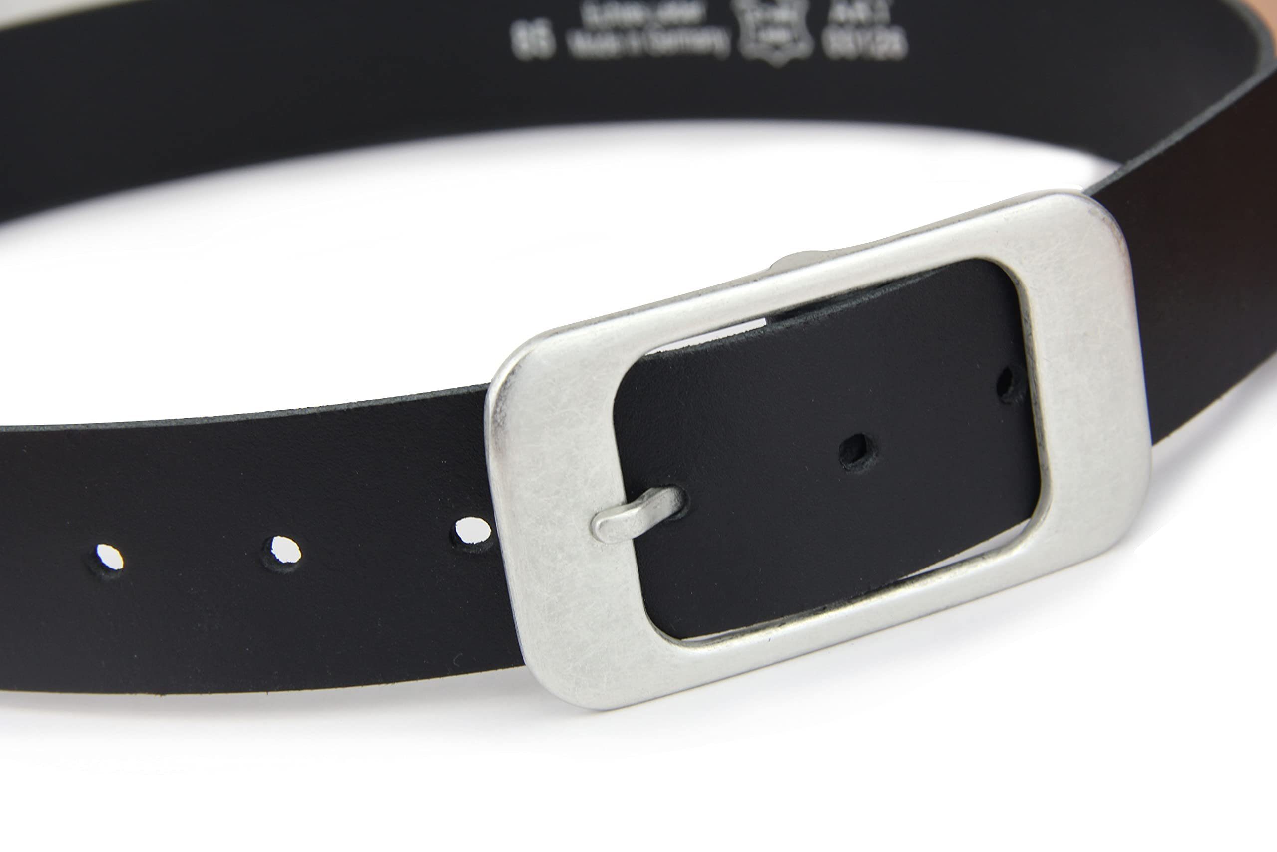 Frentree Ledergürtel aus 100% Echtleder, MADE IN GERMANY 3,8 cm breiter Gürtel aus Leder, kürzbar, Schwarz
