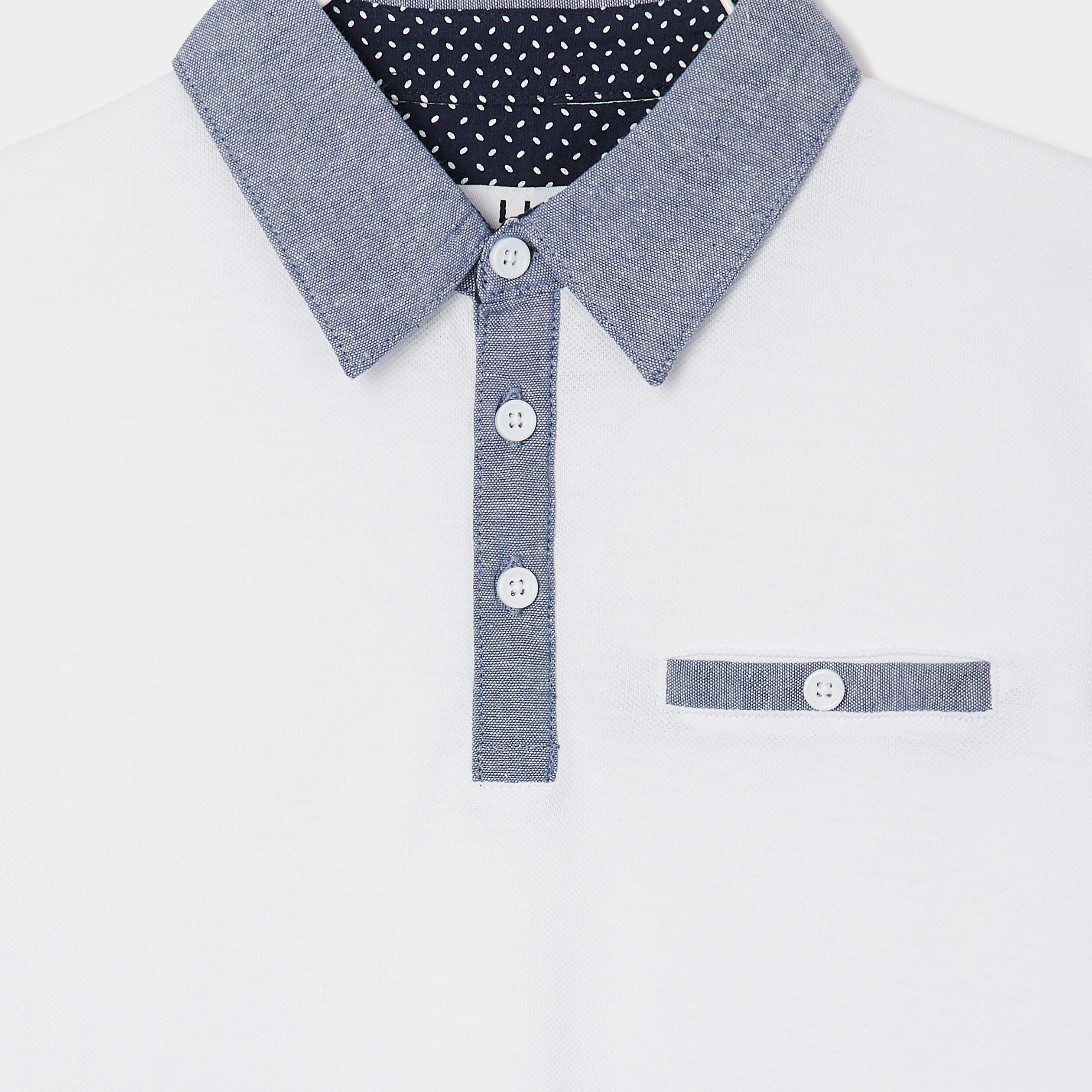 Polo manches courtes 1 poche blanc garçon | La Halle