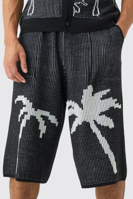 Gerippter Jacquard-Jort mit Palmen-Print