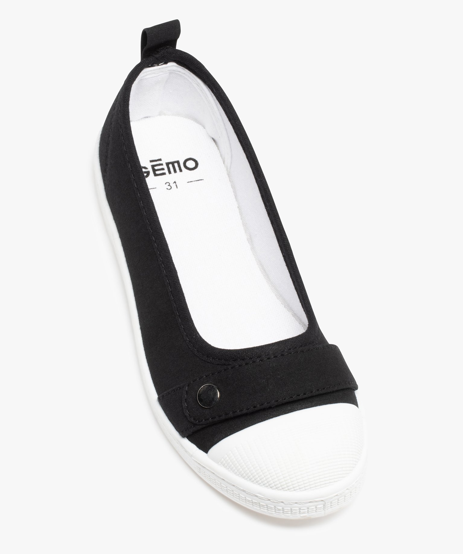 Ballerines fille en toile avec bout renforcé noir | GEMO