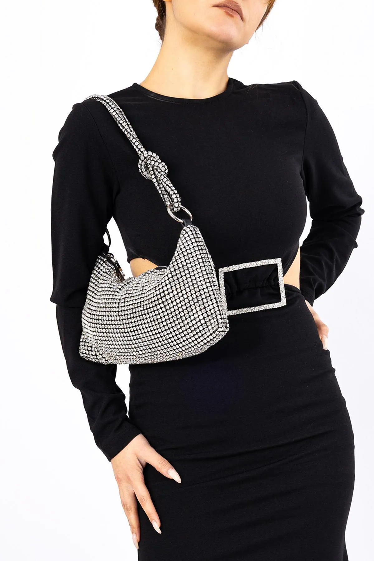 Getcho  Yanko Damen Abendtasche mit besticktem Griff aus Stein