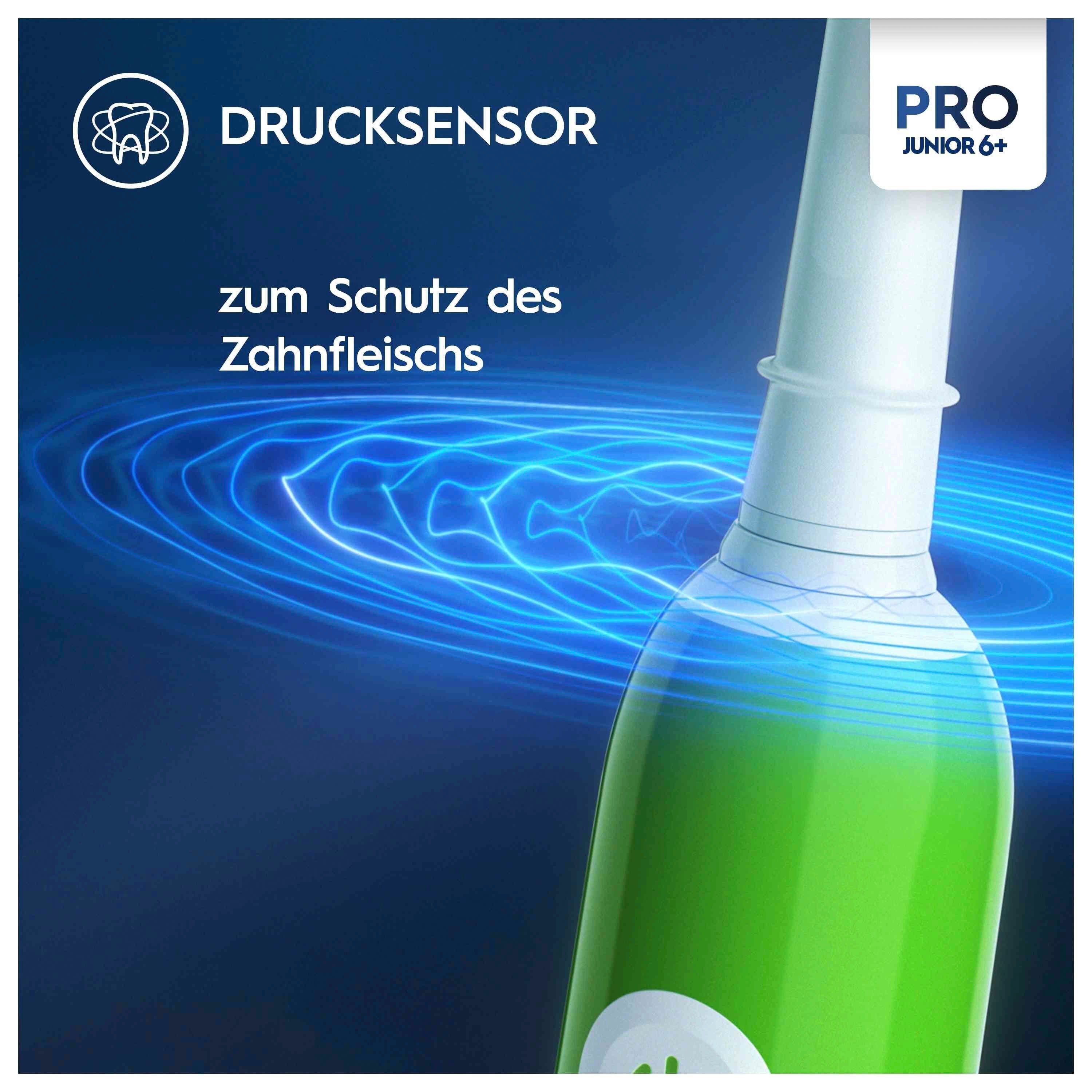 Oral-B Elektrische Zahnbürste Pro Junior, Aufsteckbürsten: 1 St., Drucksensor