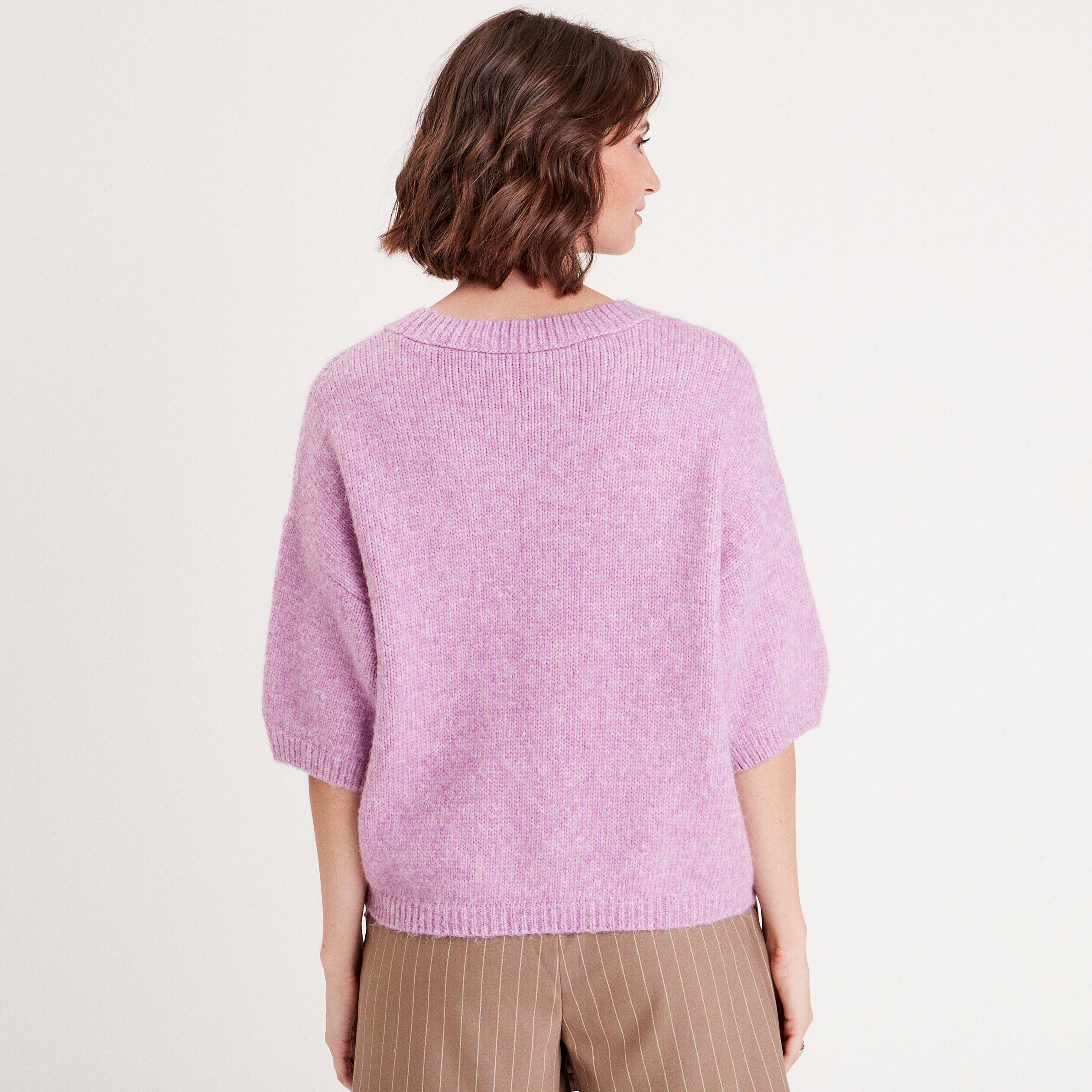 Pull manches courtes mauve femme | Cache Cache