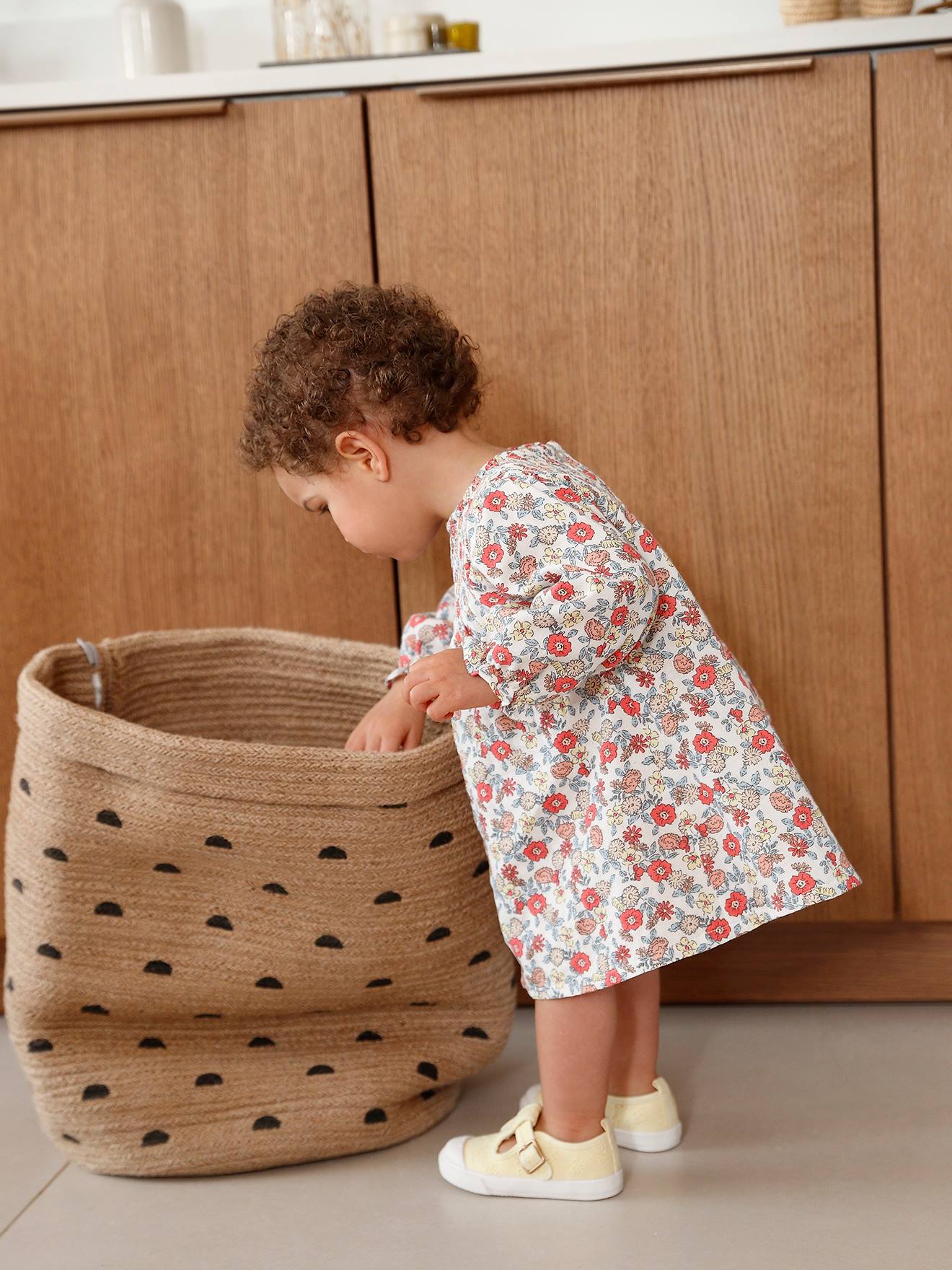 Vertbaudet Gesmoktes Baby Kleid - wollweiß