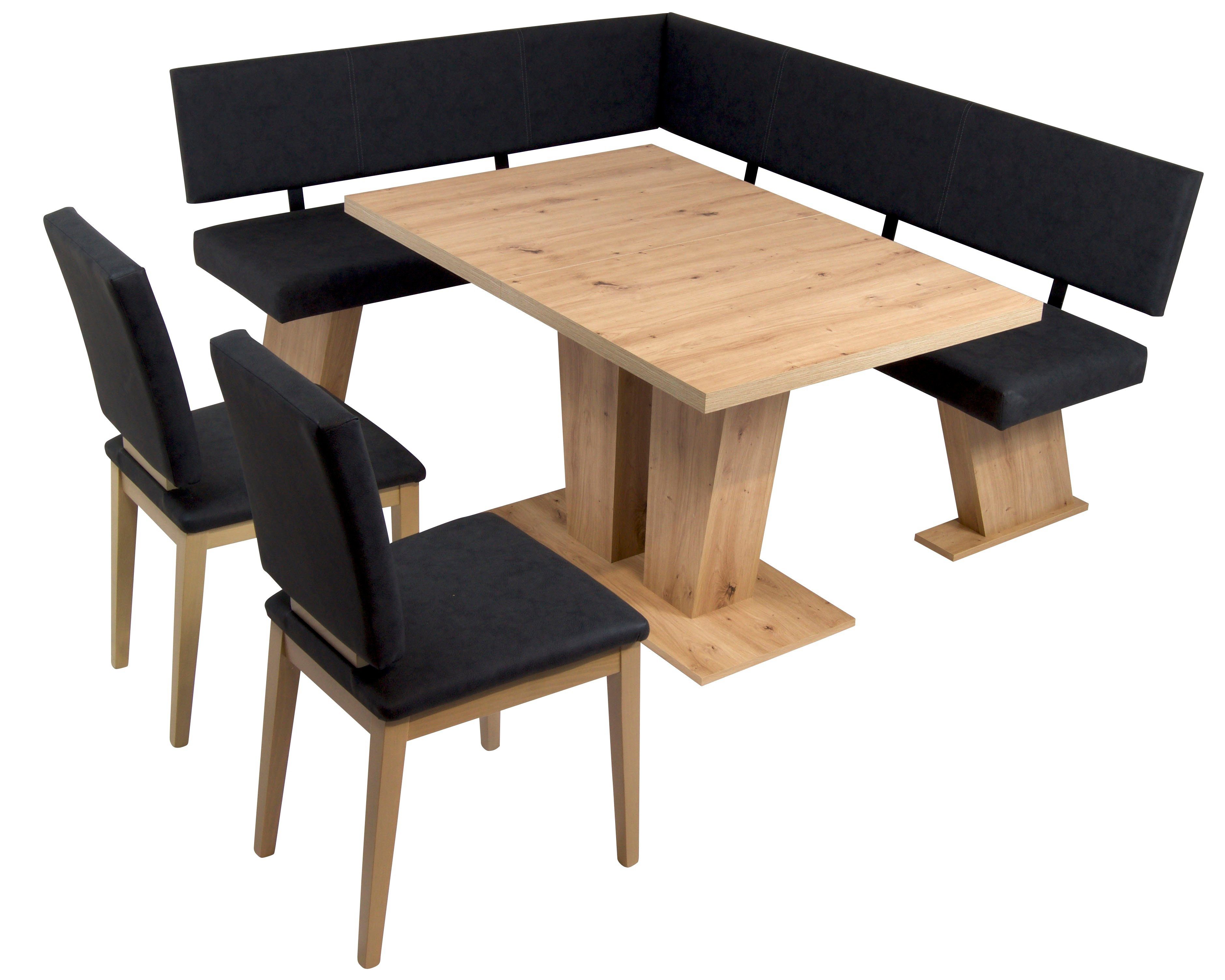Stolebaenk Eckbankgruppe Verona Artisan Rechts VEVETI, (Eckbankgruppe, 1 x Eckbank, 1 x Tisch, 2 x Stuhl)