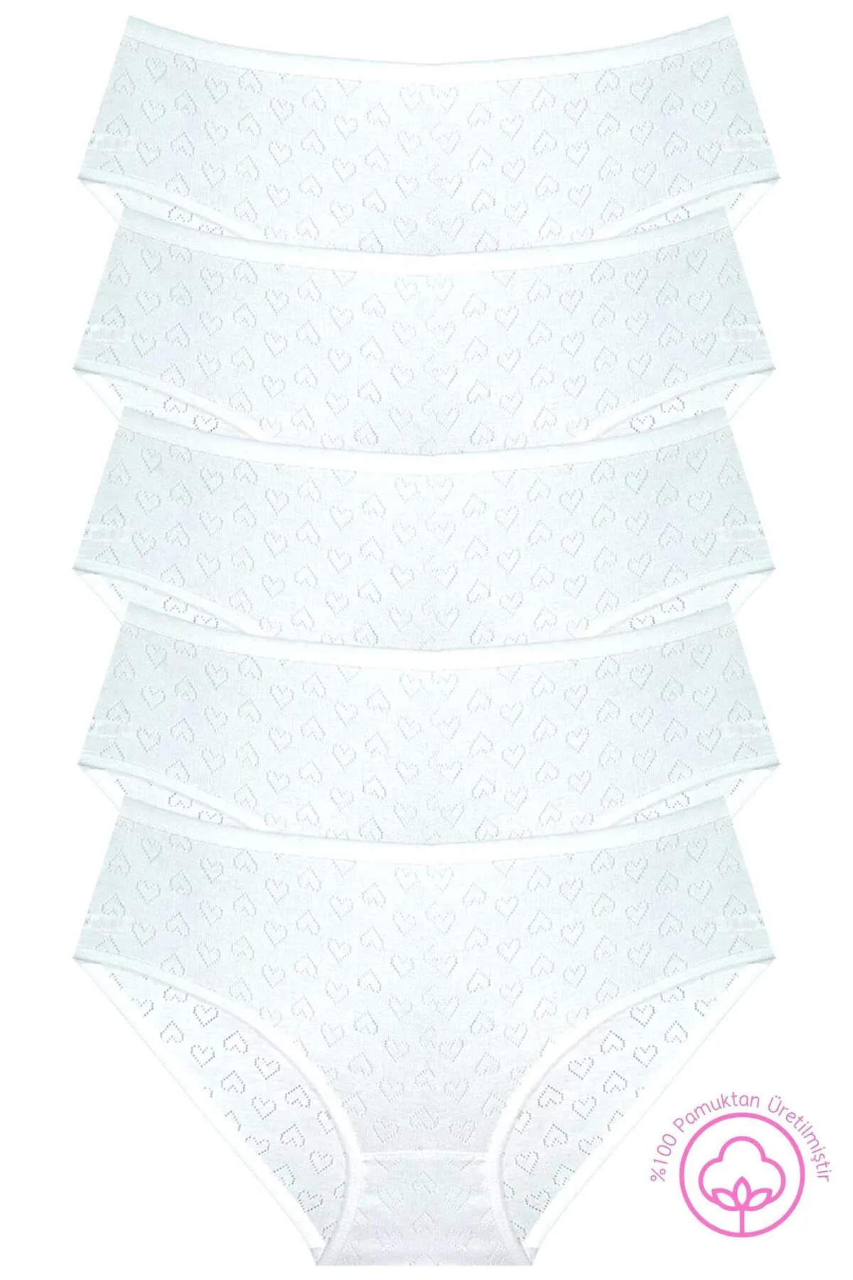 Newlilla  1506 Herz 100% Baumwolle 5-teiliges Damen Bato Höschen Pack V1