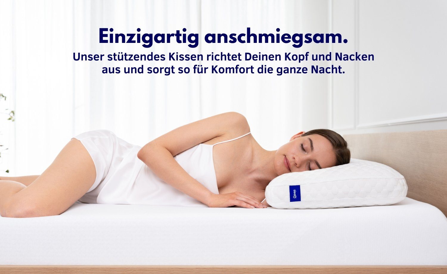 Nackenstützkissen Comfort, SLEEPI, Füllung: Visco-Memory Foam, Bezug: TENCEL®, Rückenschläfer, Seitenschläfer, Bauchschläfer, Set, Innenbezug (100% Baumwolle) / Außenbezug (70% Microfaser / 30% Tencel), Optimale Druckentlastung & Nackenunterstützung