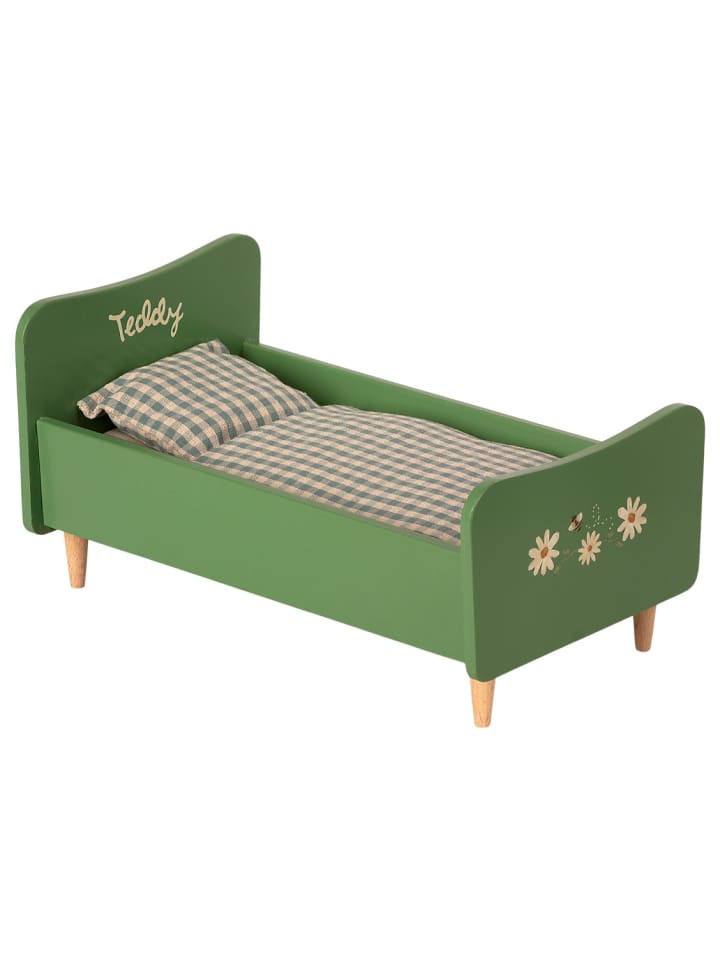 Maileg Bett aus Holz für Teddy Dad in Grün mit Blumen 26 cm günstig kaufen onesize