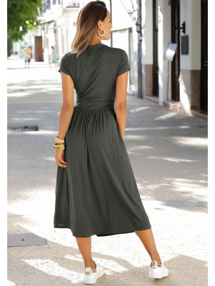 LASCANA Midikleid in dunkelgrün günstig kaufen