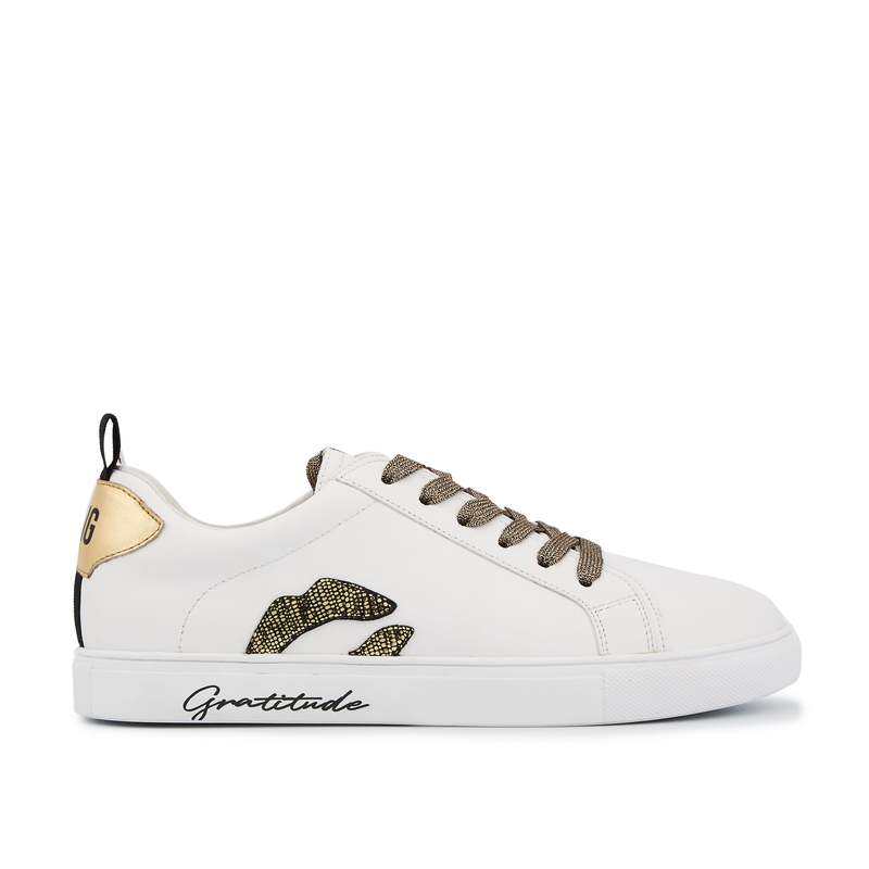 Baskets en cuir Betty love gang gratitude my attitude gold
