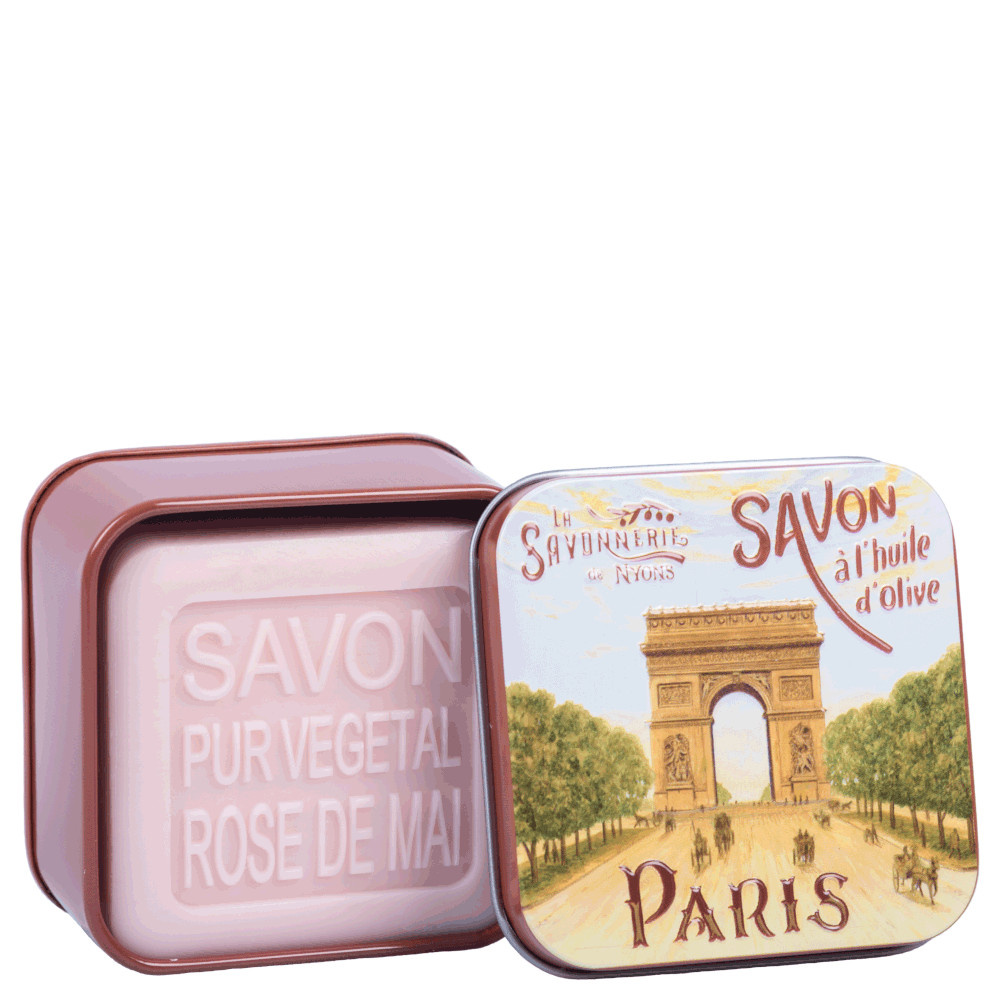 La savonnerie de nyons Savon 100g Rose de Mai et Boîte Métal Champs Elysées Savon
