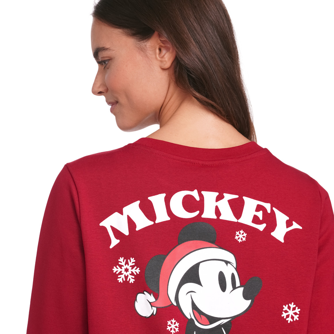 Micky Maus Weihnachtssweatshirt mit Print dunkelrot