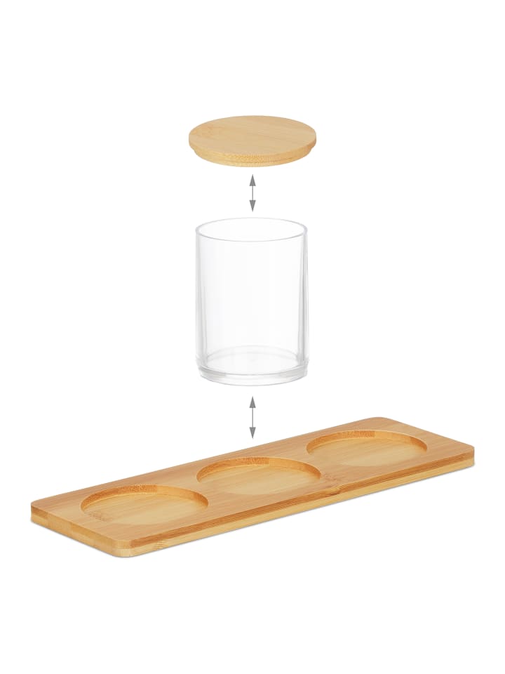 relaxdays Wattestäbchenbehälter in Transparent/ Natur günstig kaufen onesize