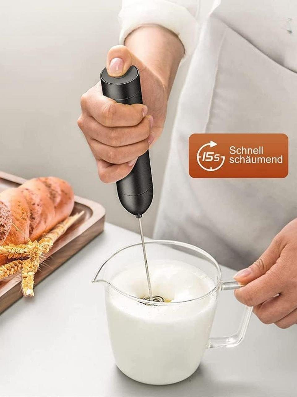 KLLGIA Milchaufschäumer Milchaufschäumer Stab Milchschäumer tragbarer Kaffeebese