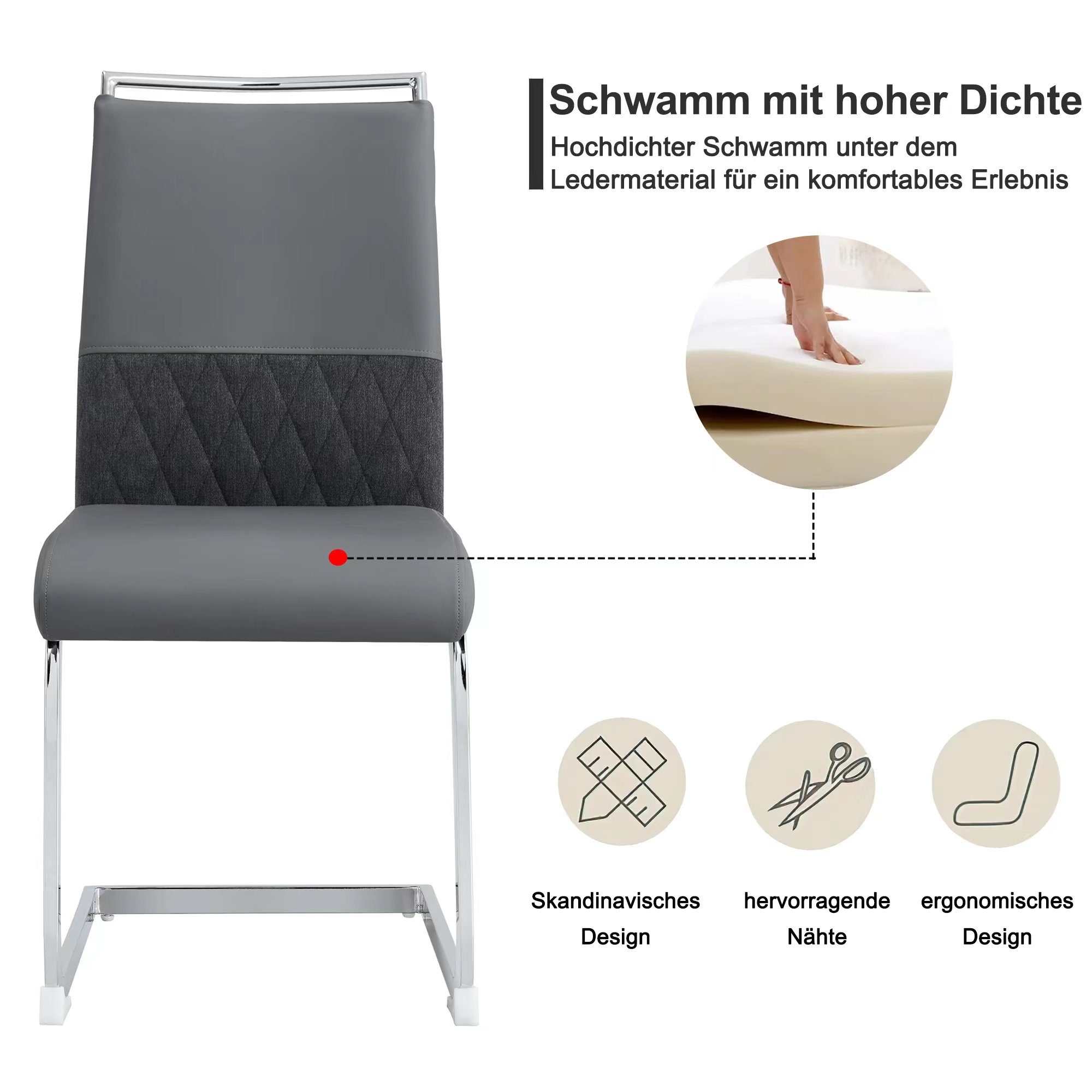 PHOEBE CAT Freischwinger (Esszimmerstuhl, 2 St), Sitz gepolstert, Gestell aus Metall, Stuhl belastbar bis 150 Kg