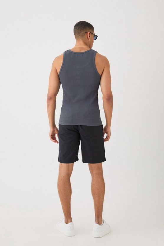 Slim-Fit Man Tanktop in Waffeloptik