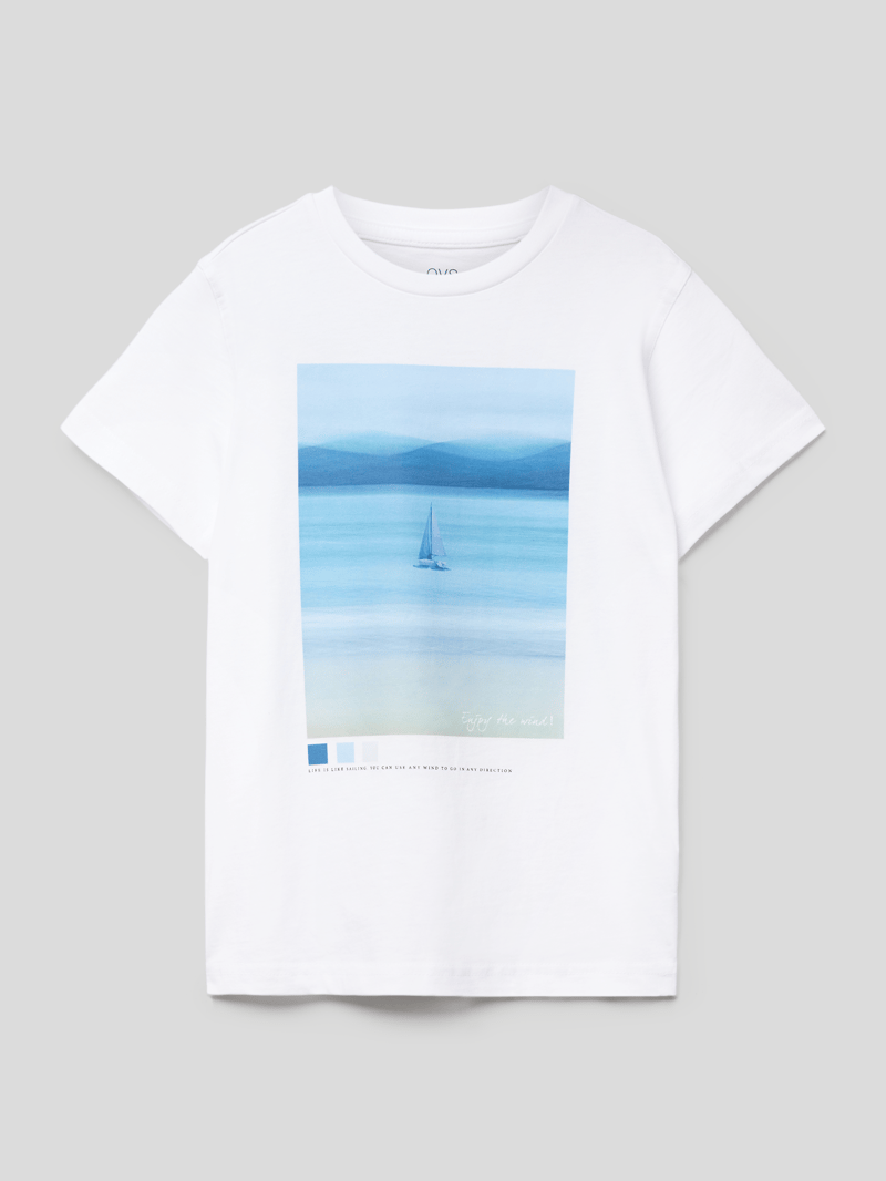 T-Shirt mit Motiv-Print in offwhite