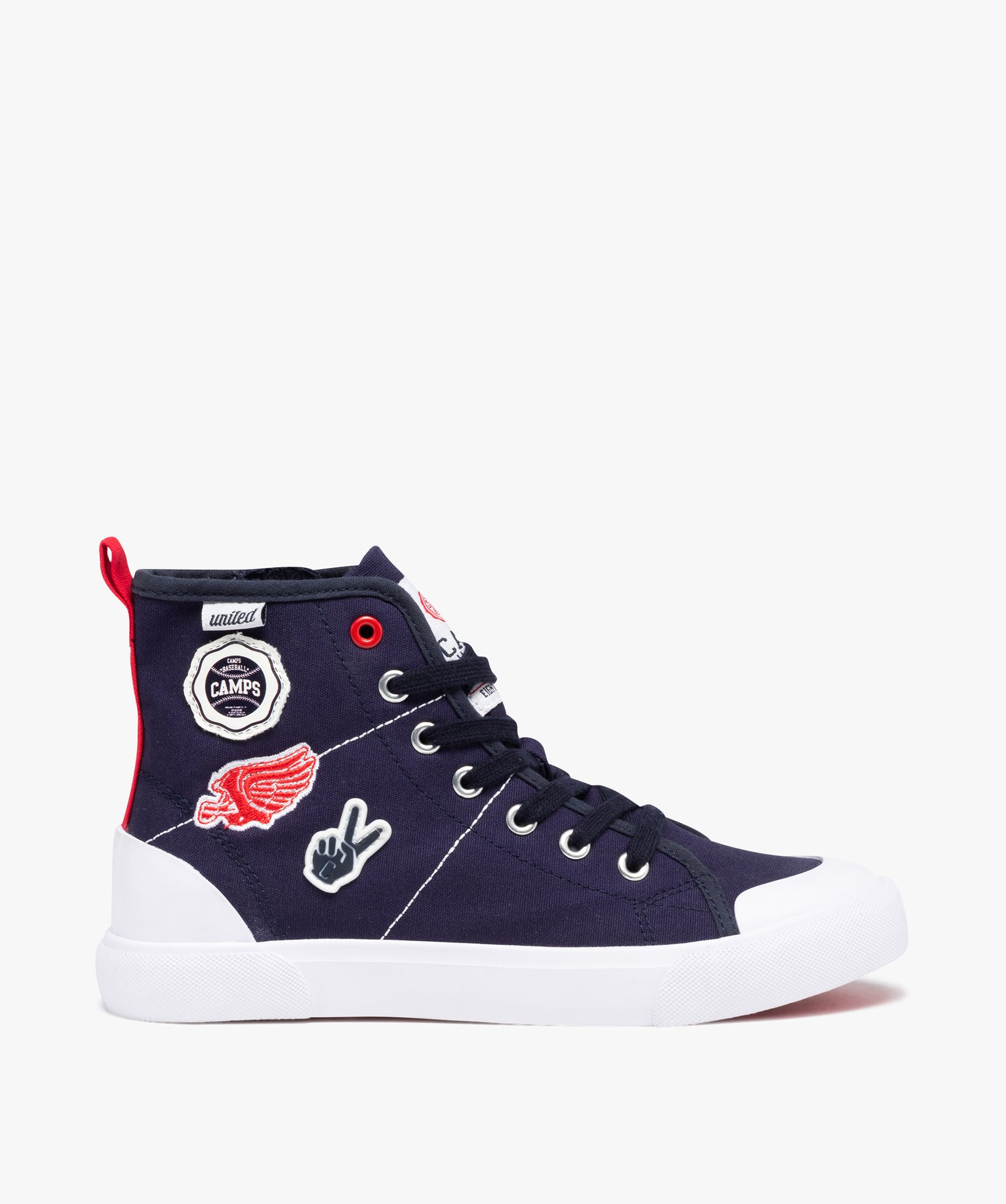 Baskets Garçon mid-cut en toile avec patchs – Camps United marine | GEMO
