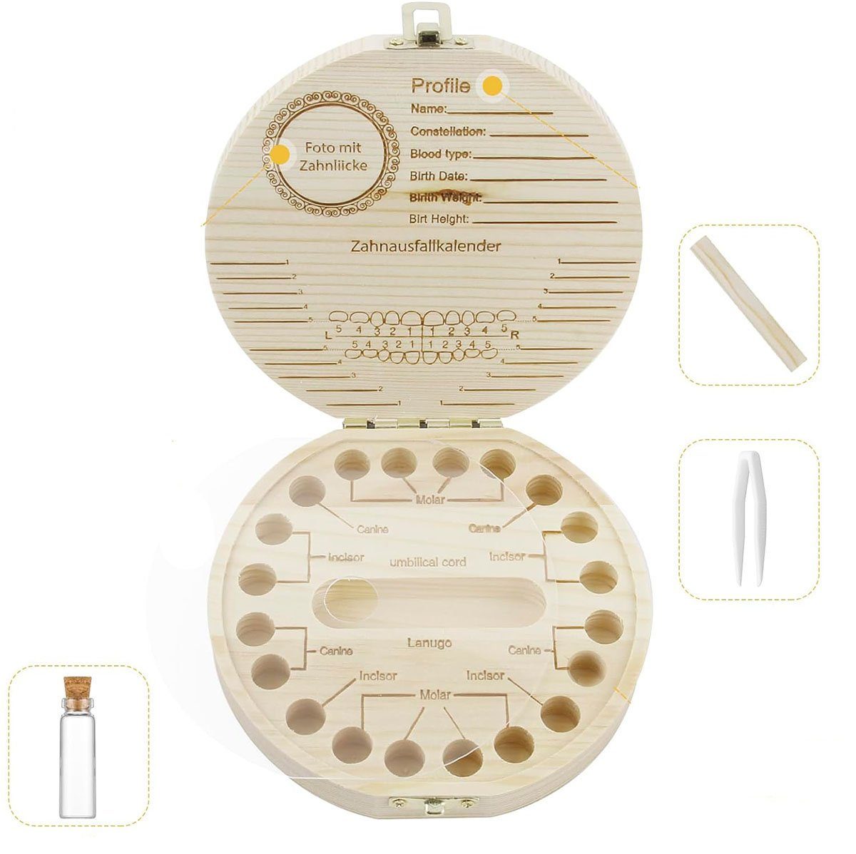 CTGtree Zahndose Milchzahndose aus Holz Zahnschachtel Geschenk für Kinder