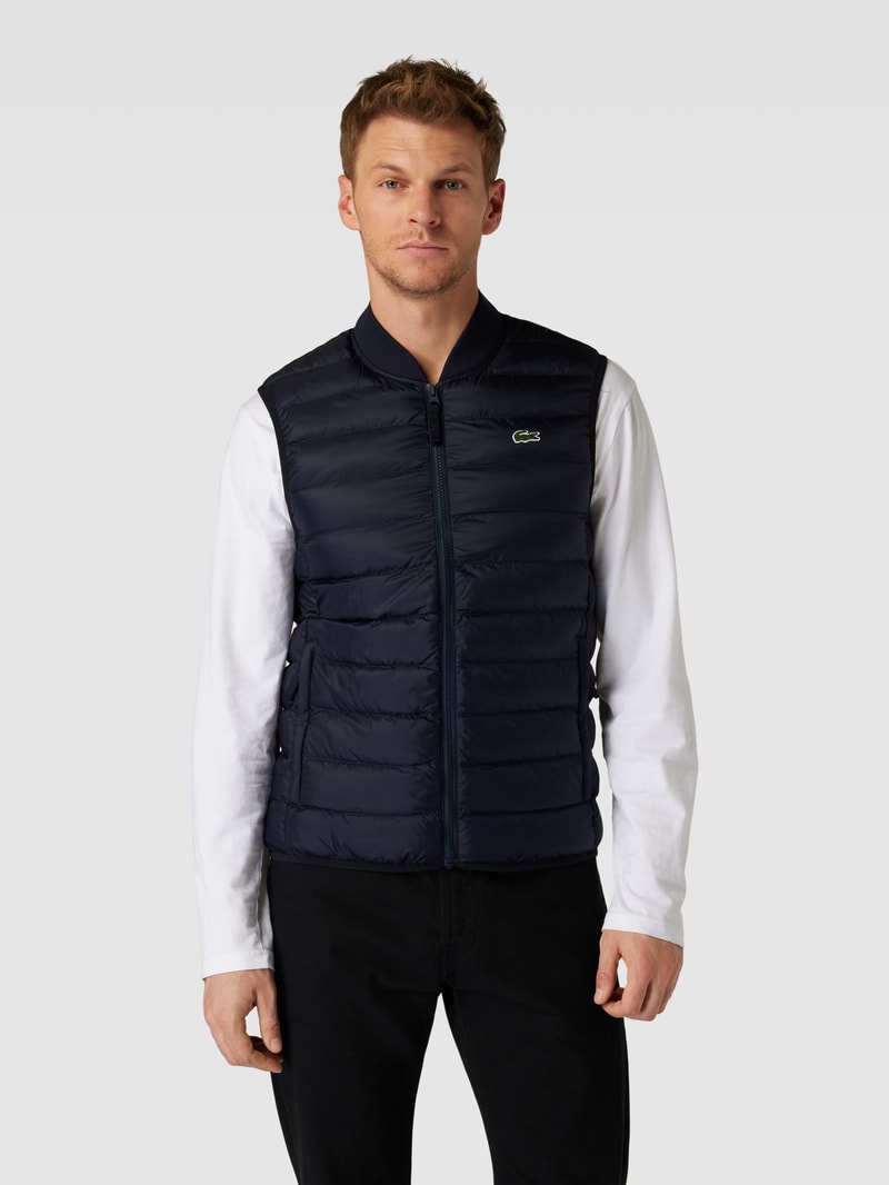 Steppweste mit Label-Stitching in dunkelblau