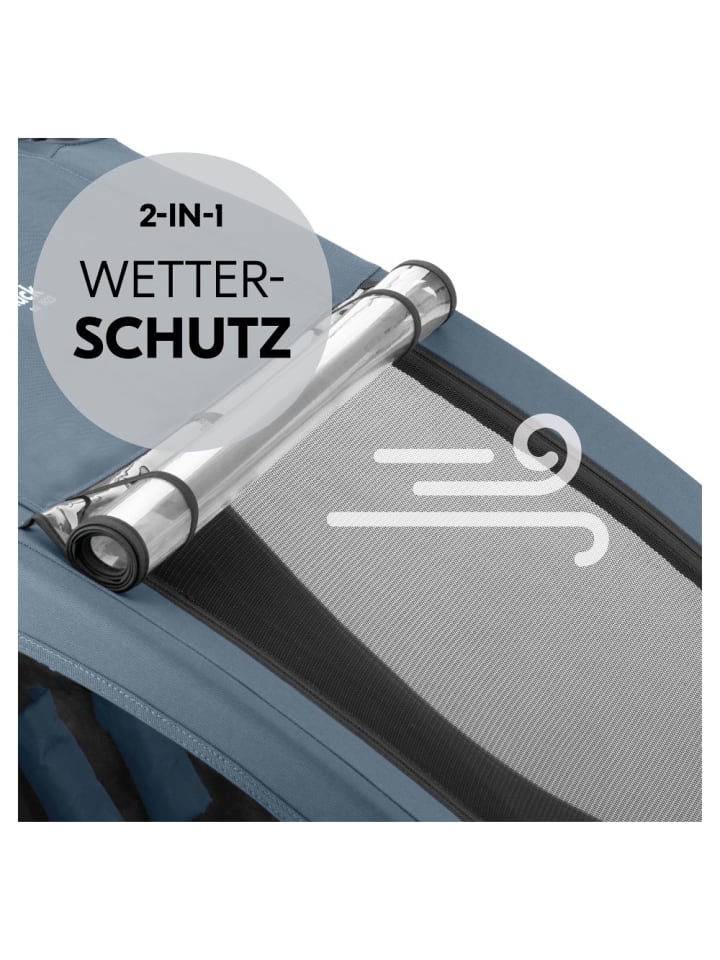 Hauck 2in1 Fahrradanhänger Dryk Duo Plus für 2 Kinder (bis in blau günstig kaufen onesize