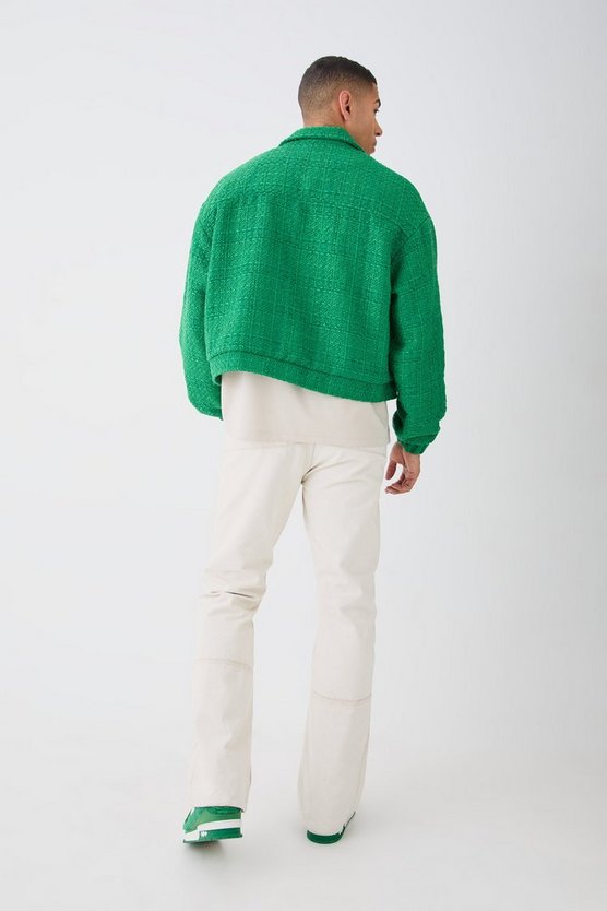 Kastige Oversize Bouclee-Jacke mit Reißverschluss
