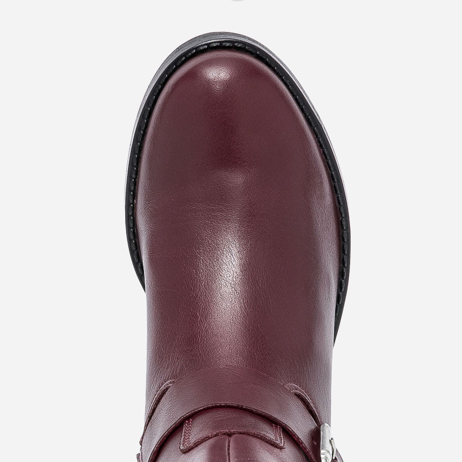 Boots TEXTO rouge foncé en cuir esprit motard