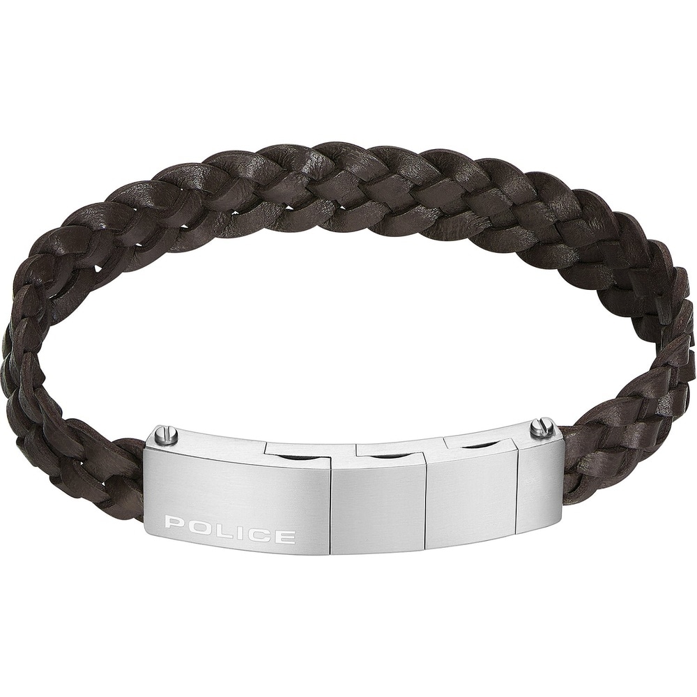 Police Bracelet Acier inoxydable, Cuir Bracelet