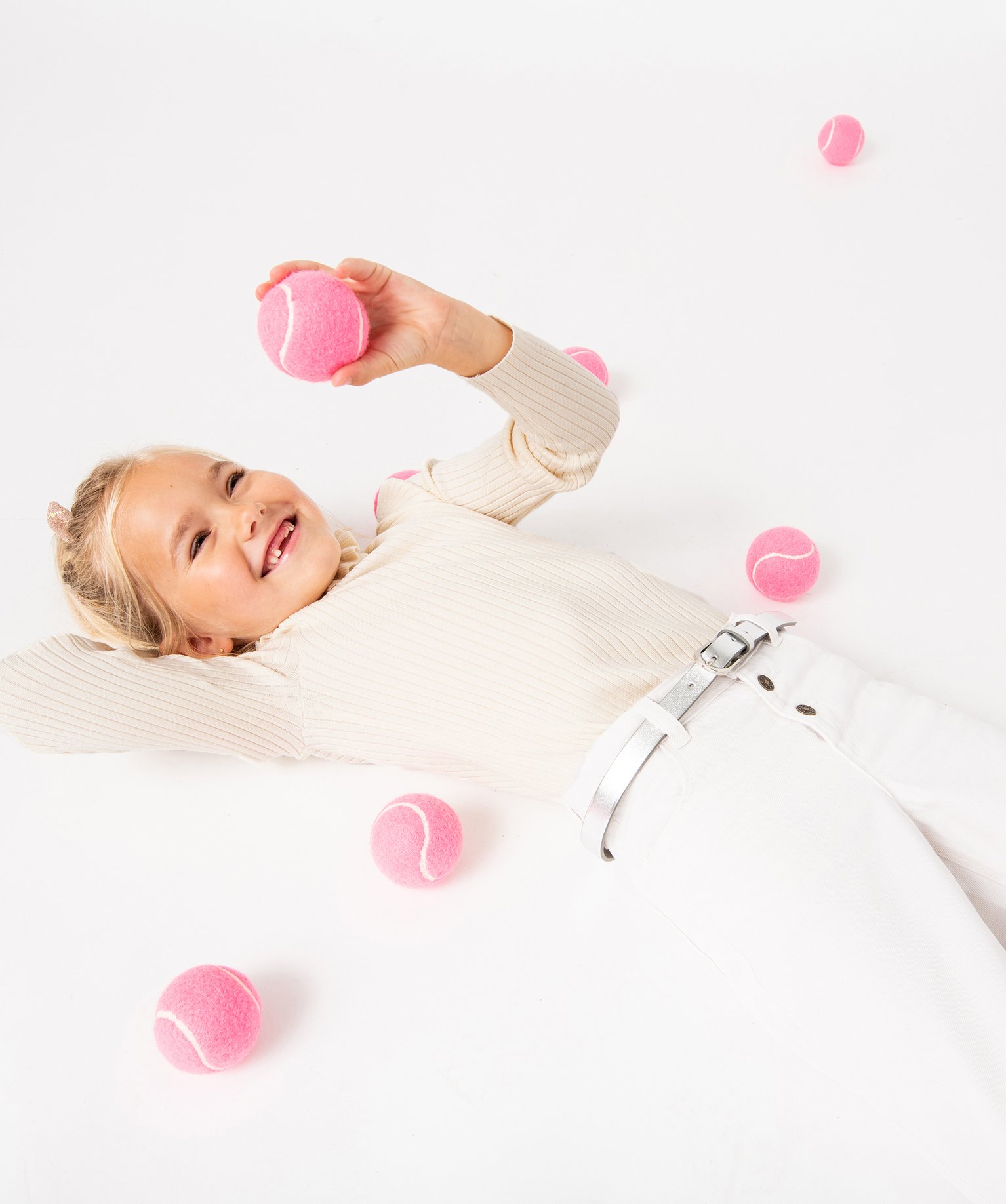 Pull en maille ctelée avec col montant froncé fille ecru | GEMO