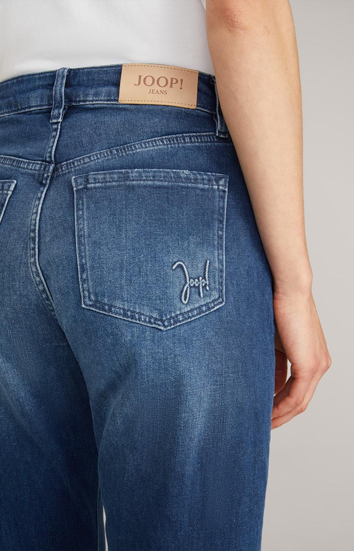 Wide Leg Jeans in Dark Denim Blue Washed