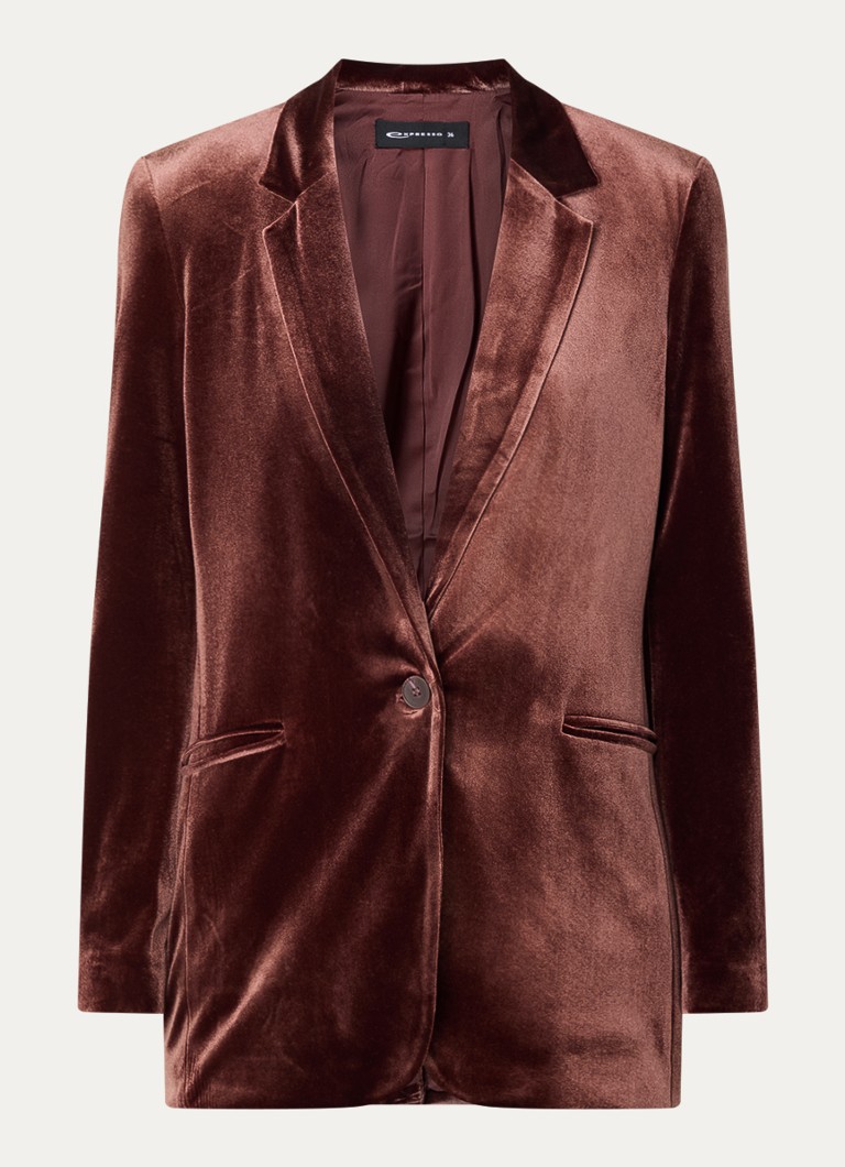 Expresso velvet blazer with welt pockets