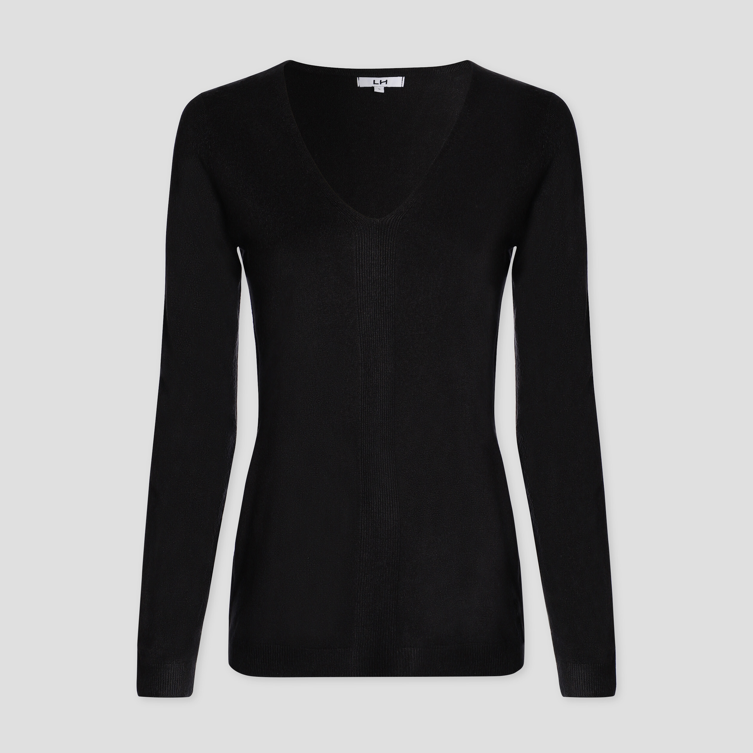 Pull col V manches longues noir femme | La Halle