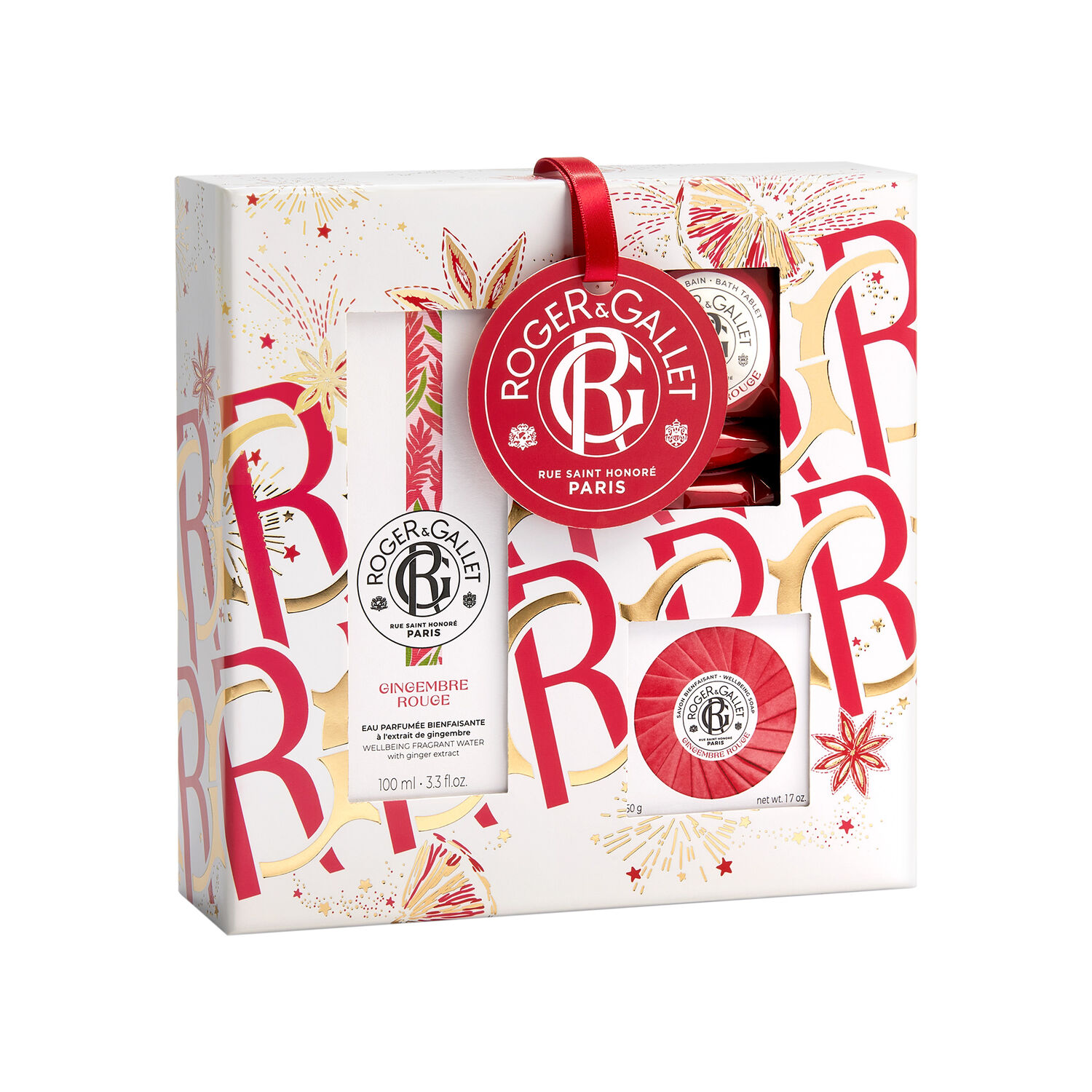 Roger&Gallet Gingembre Rouge Coffret Eau Parfumée Bienfaisante 100 ml + 4 Produits