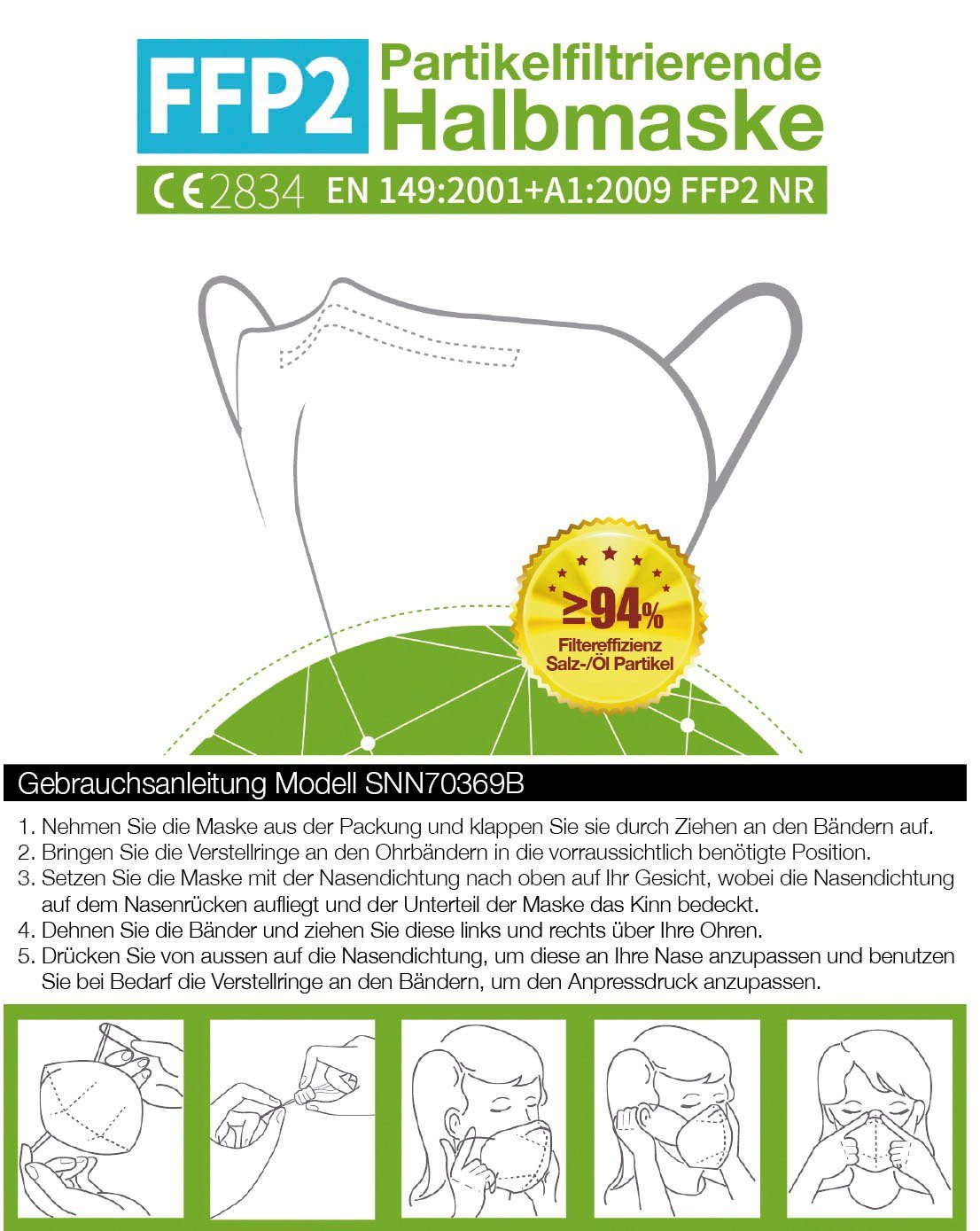 Filtrierende Halbmasken FFP2, Packung, 40-St.