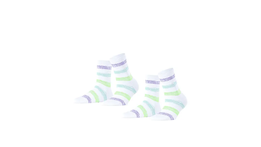 ESPRIT Damen Socken Brushed Stripe 2er Pack weiß