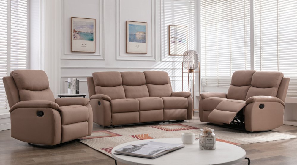 Happy Home Happy Home Polstergarnitur 3tlg. Relaxsofa Set mit 5 Relaxfunktionen braun