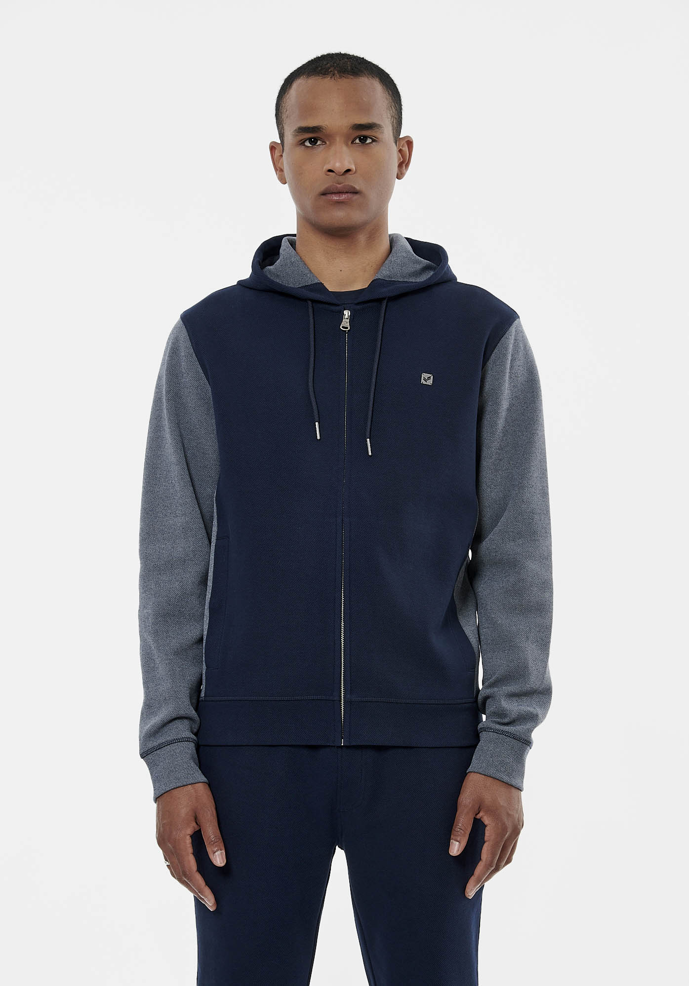 VOHO   Sweat zippé bleu marine homme